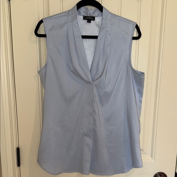le chateau Tops - Le Chateau Blue Sleeveless Relaxed Blouse with Front Pleat